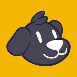 Tapas Entertainment logo Dark grey cartoon style dog against yellow background